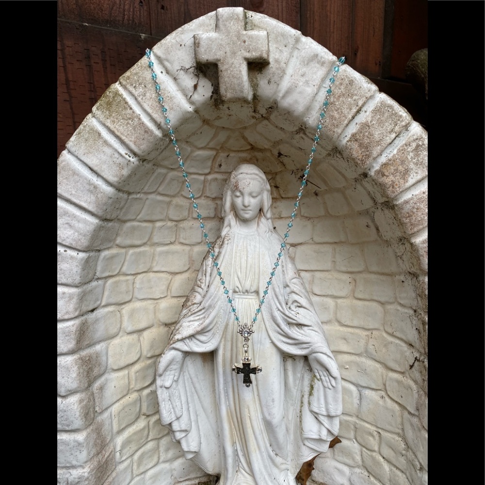 Virgin Saints & Angels Evita Turquoise crystal necklace.